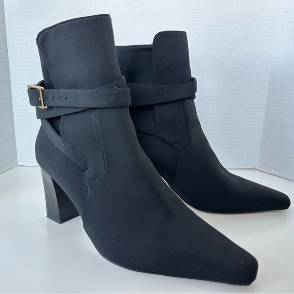 Good American Bombshell Black Buckle Ankle Boots Size 9 - Picture 2 of 10